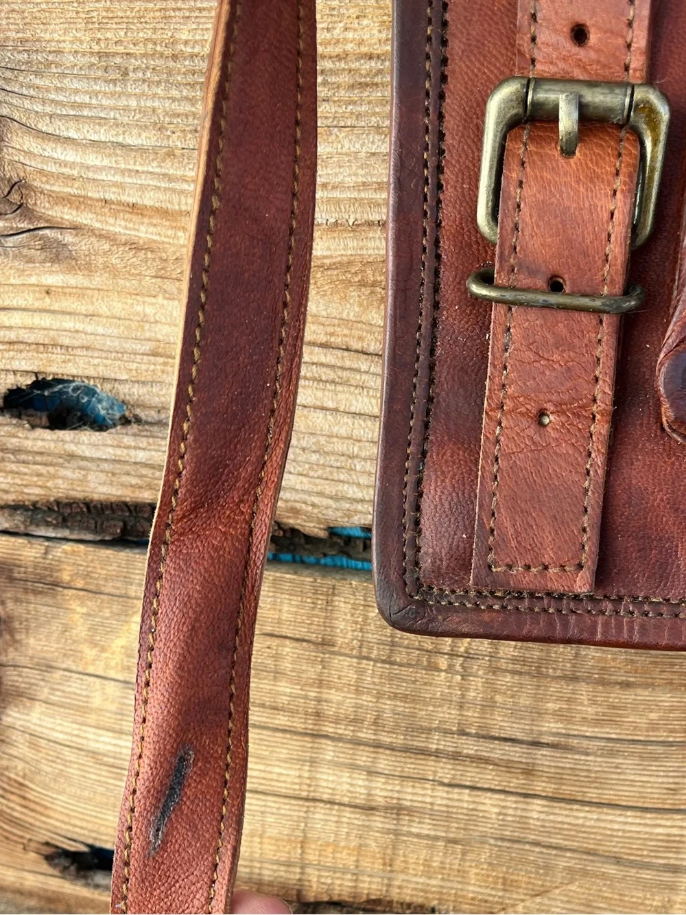 VINTAGE | Brown Leather Crossbody Messenger Bag Satchel
